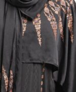 Black Satin-Georgette Abaya Set - Image 3