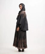 Black Satin-Georgette Abaya Set - Image 2