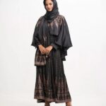Black Satin-Georgette Abaya Set