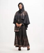 Black Satin-Georgette Abaya Set