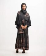 Black Satin-Georgette Abaya Set - Image 4